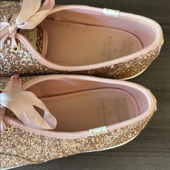 Keds‎ X Kate Spade Collab Rose Gold Glitter Sequin Sneakers Size 10 - Picture 10 of 12